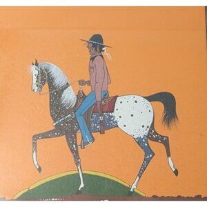 Native American Cowboy Horse Art Print Signed by Artist Justin Tso Navajo Dine
